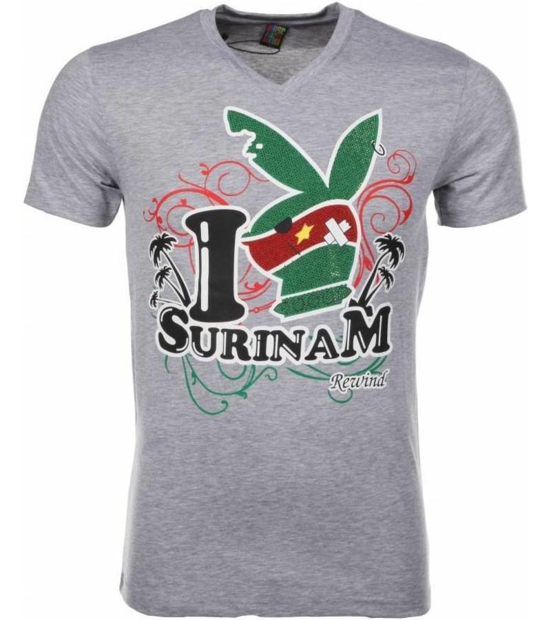 Mascherano Camisetas - I Love Suriname - Gris