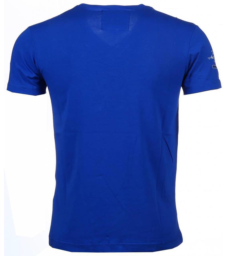 David Mello Camisetas - Club Automobile Bordado Camiseta italiano hombre - Azul