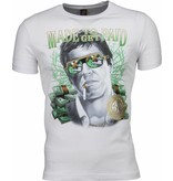 Mascherano Camisetas - Scarface Made To Get Paid Print - Blanco