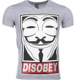 Mascherano Camisetas - Anonymous Disobey Print - Gris