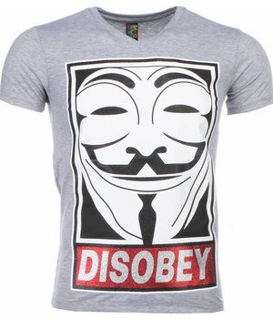 Mascherano Camisetas - Anonymous Disobey Print - Gris