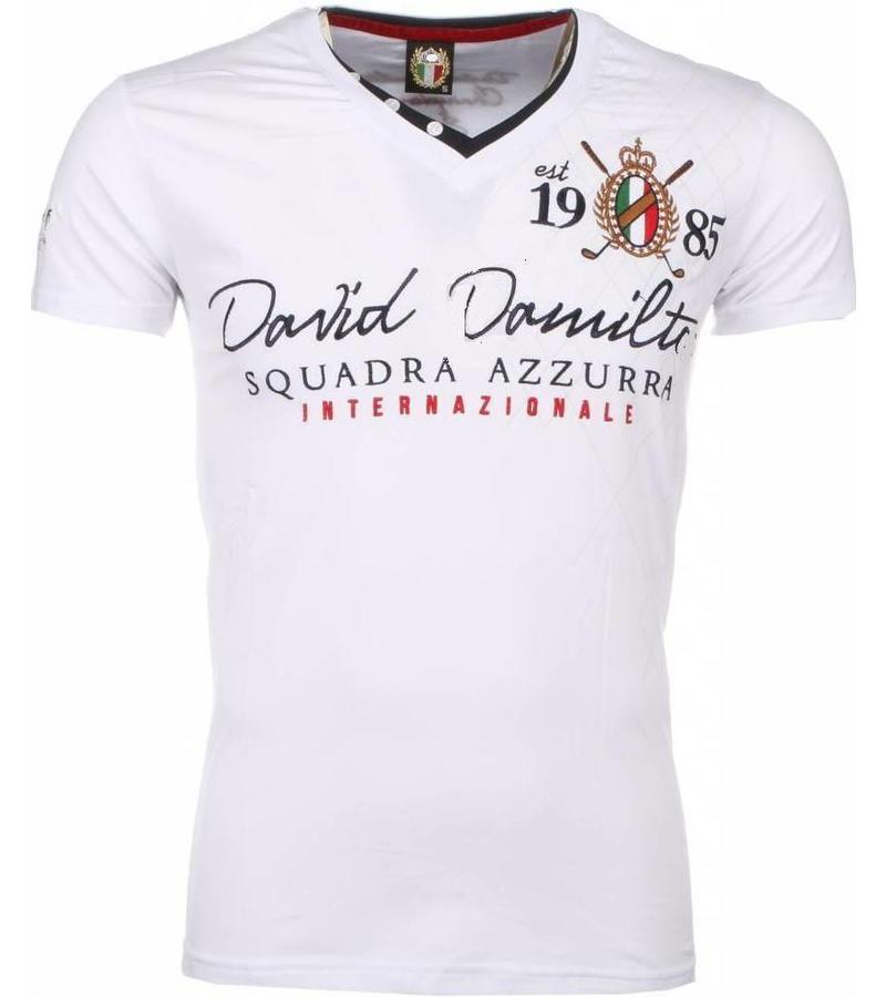 David Mello Camisetas - Squadra Azzura Bordado Camiseta italiano hombre - Blanco