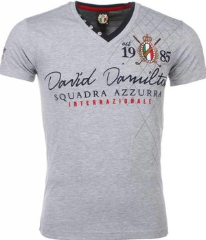 David Mello Camisetas - Squadra Azzura Bordado Camiseta Italiano hombre - Gris