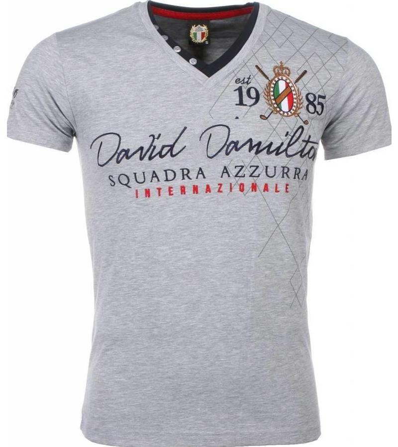 David Mello Camisetas - Squadra Azzura Bordado Camiseta Italiano hombre - Gris