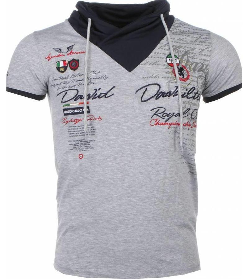 David Mello Camisetas - Club Royal cuello de chal Camiseta Italiano hombre - Gris