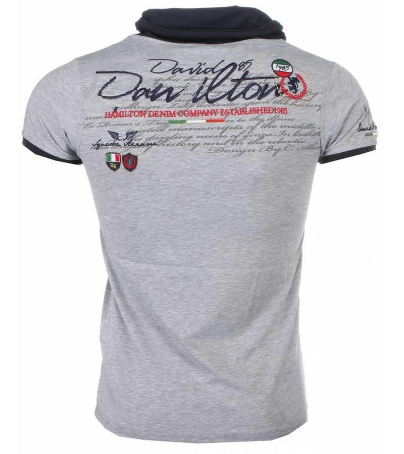 David Mello Camisetas - Club Royal cuello de chal Camiseta Italiano hombre - Gris