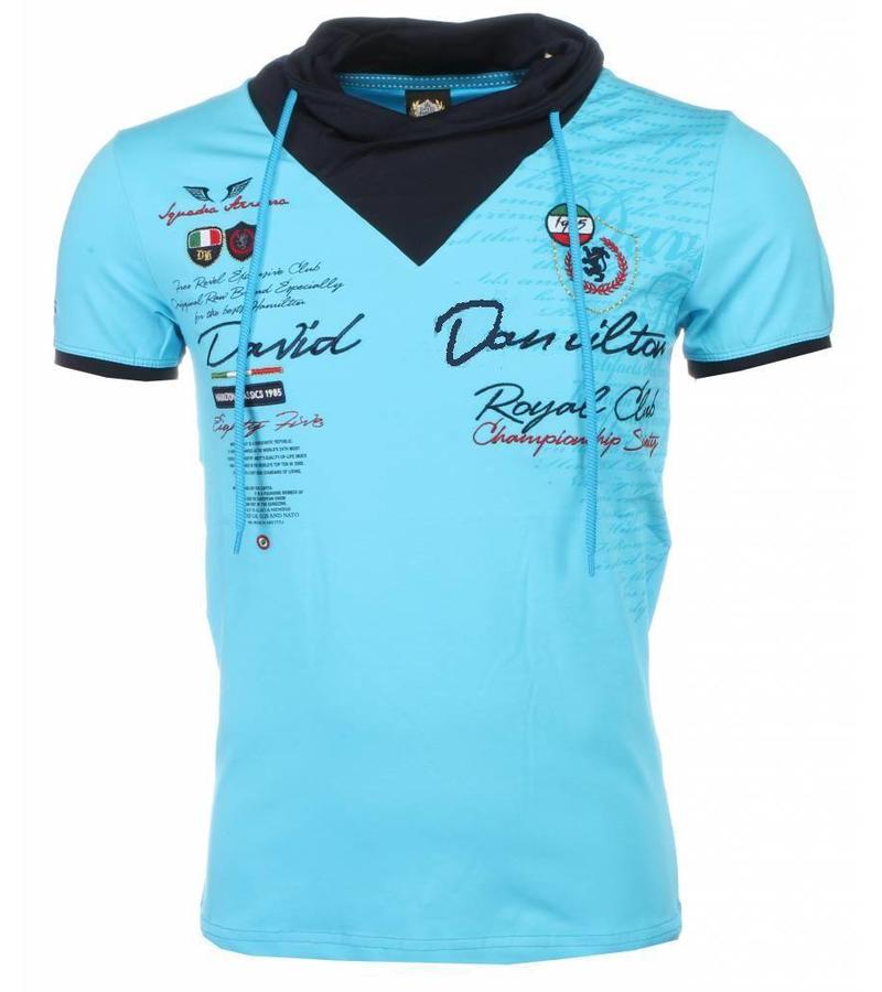 David Mello Camisetas - Progettazione cuello de chal Camiseta Italiano hombre - Turquesa