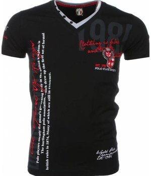 David Mello Camisetas - Club Polo Bordado Camiseta Italiano hombre - Negro