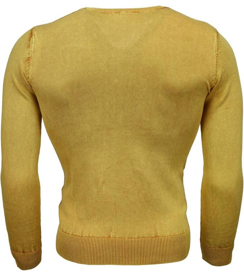 Brother-F Jersey - Exclusivo V-cuello básico Jersey hombre - Amarillo