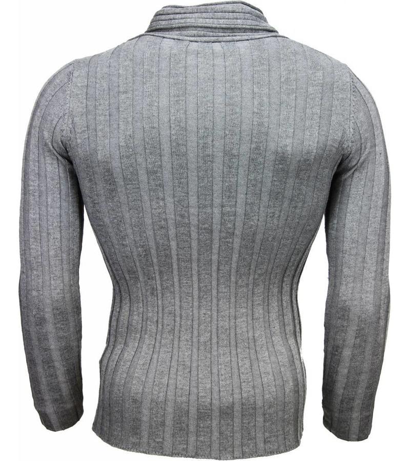 Belman Jersey - Cuello de chal, Diseño patrón de rayas Jersey hombe - Gris Oscuro