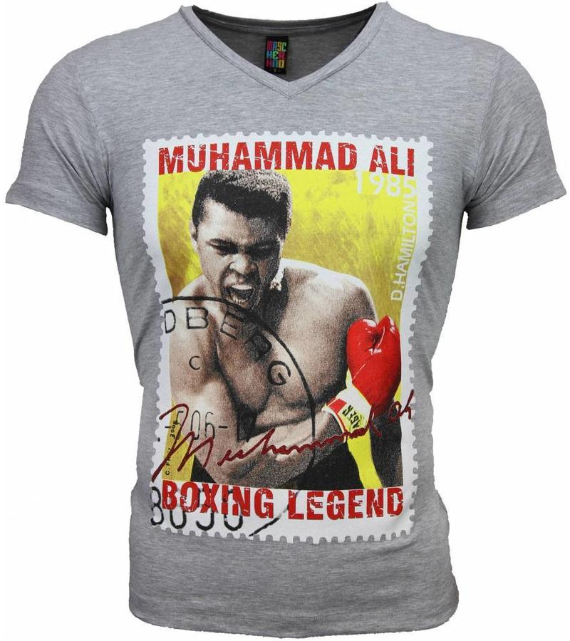 Mascherano Camisetas - Muhammad Ali Stamp Print - Gris