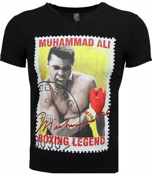 Mascherano Camisetas - Muhammad Ali Stamp Print - Negro