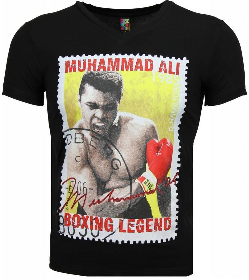 Mascherano Camisetas - Muhammad Ali Stamp Print - Negro
