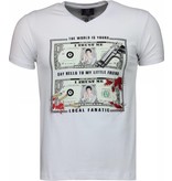 Local Fanatic Camisetas - Scarface Dollar Camisetas Personalizadas - Blanco