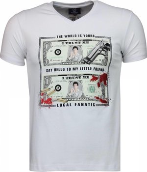Local Fanatic Camisetas - Scarface Dollar Camisetas Personalizadas - Blanco