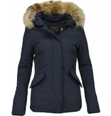 Beluomo Parkas mujer - Mujeres Abrigo De Invierno - Capucha pelo Pequeña - Azul