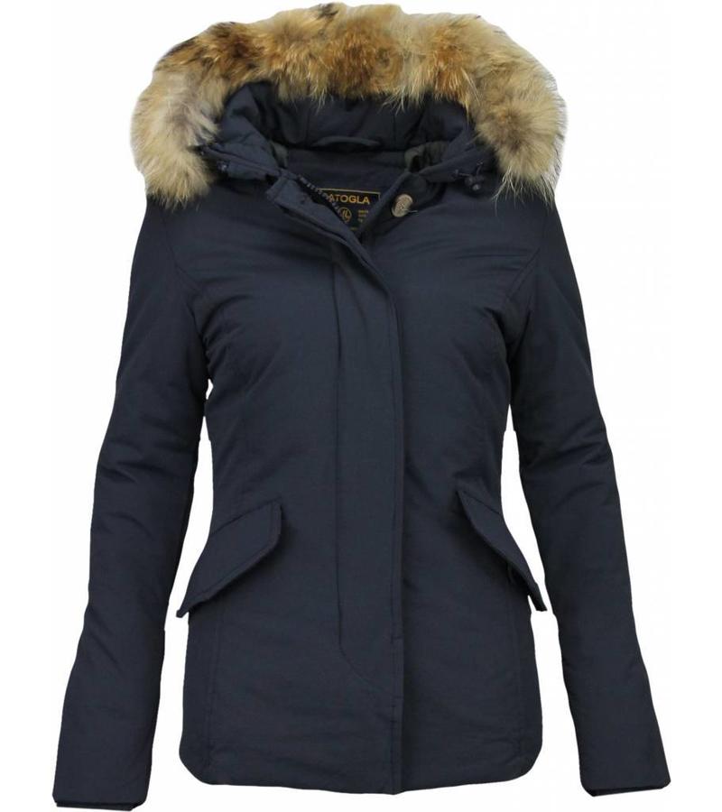 Beluomo Parkas mujer - Mujeres Abrigo De Invierno - Capucha pelo Pequeña - Azul