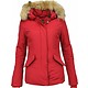 Parkas mujer - Mujeres Abrigos de Invierno - Capucha pelo Grande - Short Wooly - Rojo