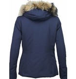 Beluomo Parkas mujer - Mujeres Abrigos de Invierno - Capucha pelo Grande - Short Wooly - Azul