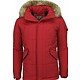 Parkas hombre - Abrigos de Caballero largo - Capucha pelo Grande - Parka Diamon Pattern - Rojo