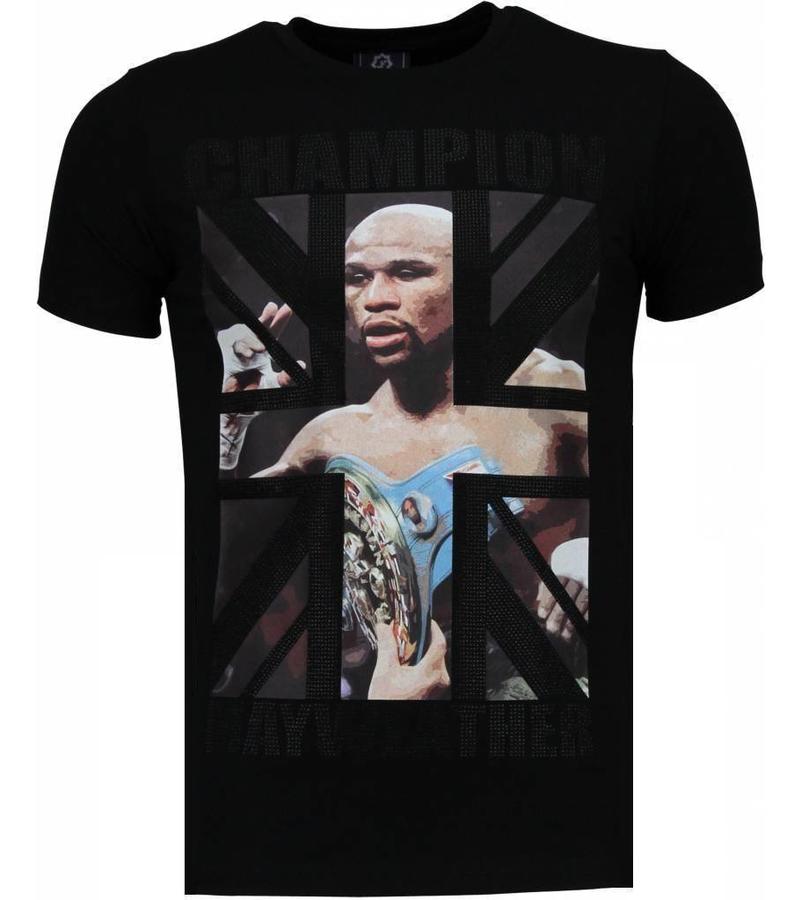 Local Fanatic Camisetas - Mayweather Rhinestone Camisetas Personalizadas - Negro