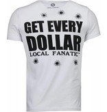 Local Fanatic Camisetas - AK-47 Dollar Rhinestone Camisetas Personalizadas - Blanco