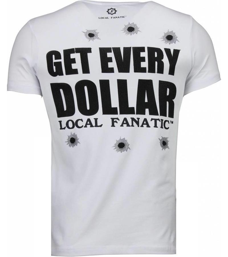 Local Fanatic Camisetas - AK-47 Dollar Rhinestone Camisetas Personalizadas - Blanco