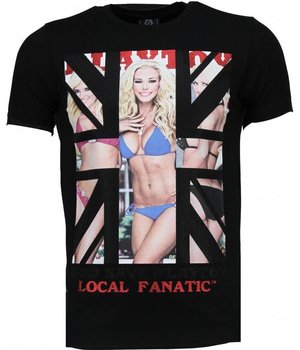 Local Fanatic Camisetas - God Save Playtoy Rhinestone Camisetas Personalizadas - Negro