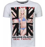Local Fanatic Camisetas - God Save Playtoy Rhinestone Camisetas Personalizadas - Blanco