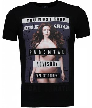 Local Fanatic Camisetas - Kim Kardashian Rhinestone Camisetas Personalizadas - Negro