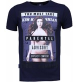 Local Fanatic Camisetas - Kim Kardashian Rhinestone Camisetas Personalizadas - Azul