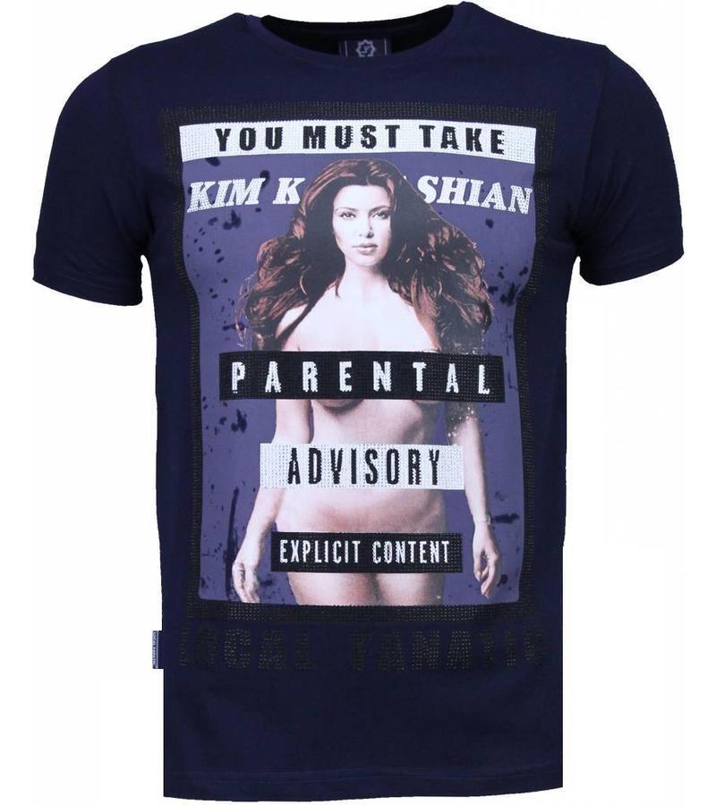 Local Fanatic Camisetas - Kim Kardashian Rhinestone Camisetas Personalizadas - Azul