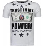 Local Fanatic Camisetas - Trust In My Power Rhinestone Camisetas Personalizadas - Blanco