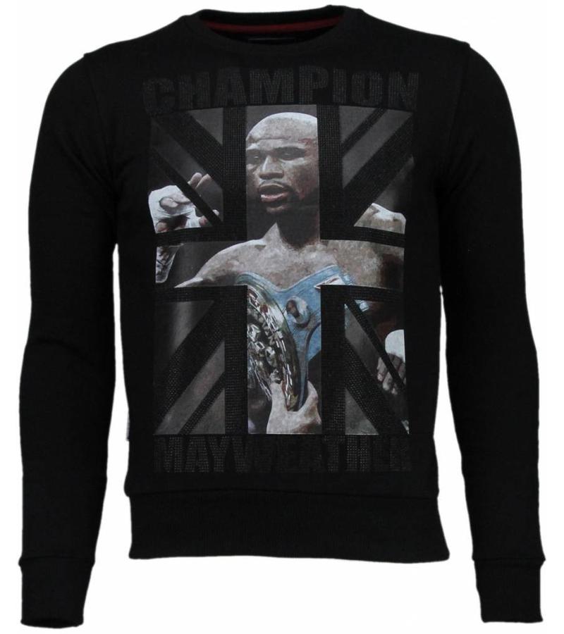 Local Fanatic Sudaderas - Mayweather Rhinestone Sudaderas hombre - Negro