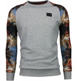 Local Fanatic Sudaderas - Rozen Skull Arm Motive Sudaderas hombre - Gris