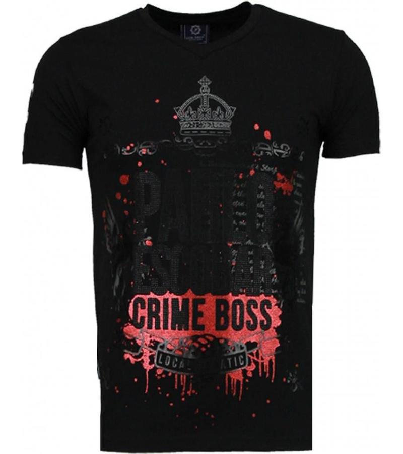 Local Fanatic Camisetas - Pablo Escobar Boss Rhinestone Camisetas Personalizadas - Negro