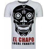 Local Fanatic Camisetas - El Chapo Flockprint Camisetas Personalizadas  - Blanco