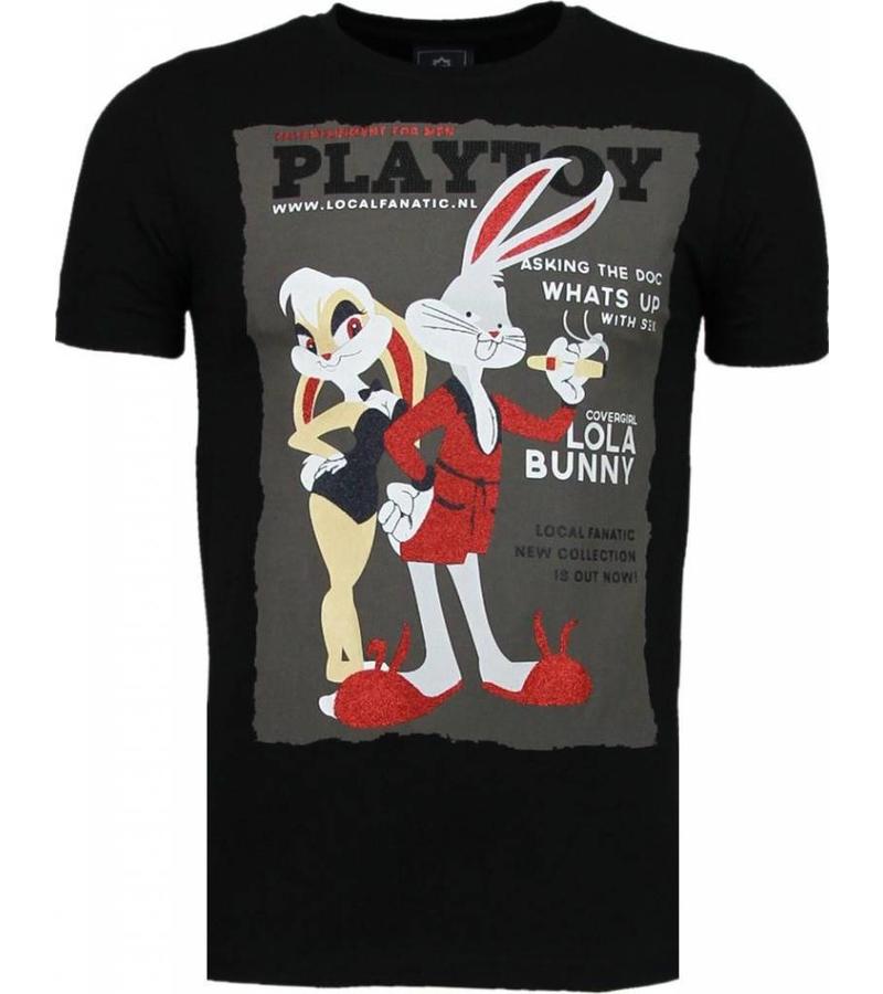 Local Fanatic Camisetas - Playtoy Bunny Rhinestone Camisetas Personalizadas - Negro