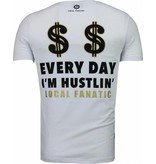 Local Fanatic Camisetas - Hustler Rhinestone Camisetas Personalizadas - Blanco