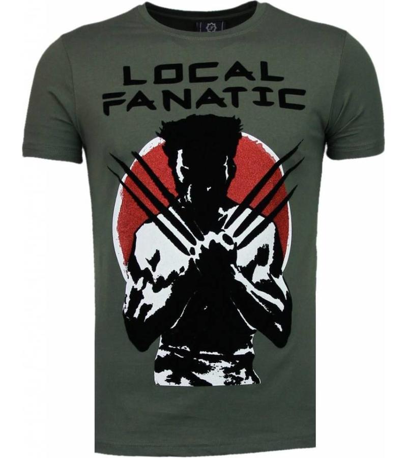 Local Fanatic Camisetas - Wolverine Flockprint Camisetas Personalizadas - Verde