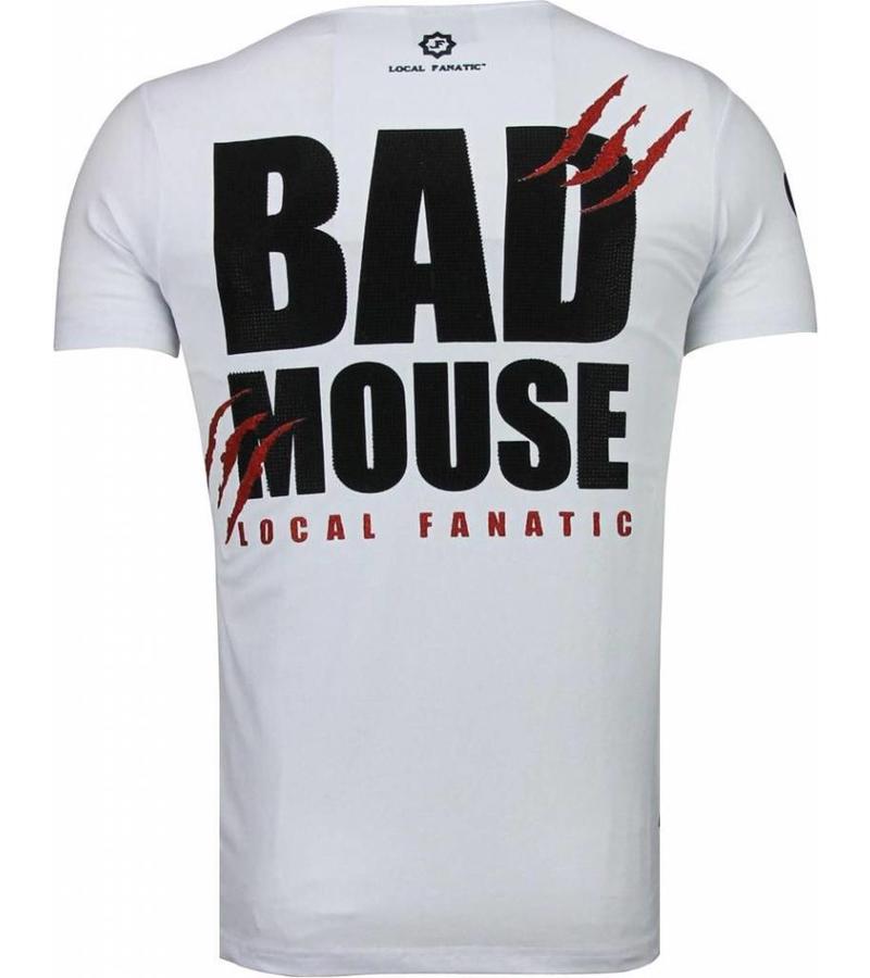 Local Fanatic Camisetas - Bad Mouse Rhinestone Camisetas Personalizadas - Blanco