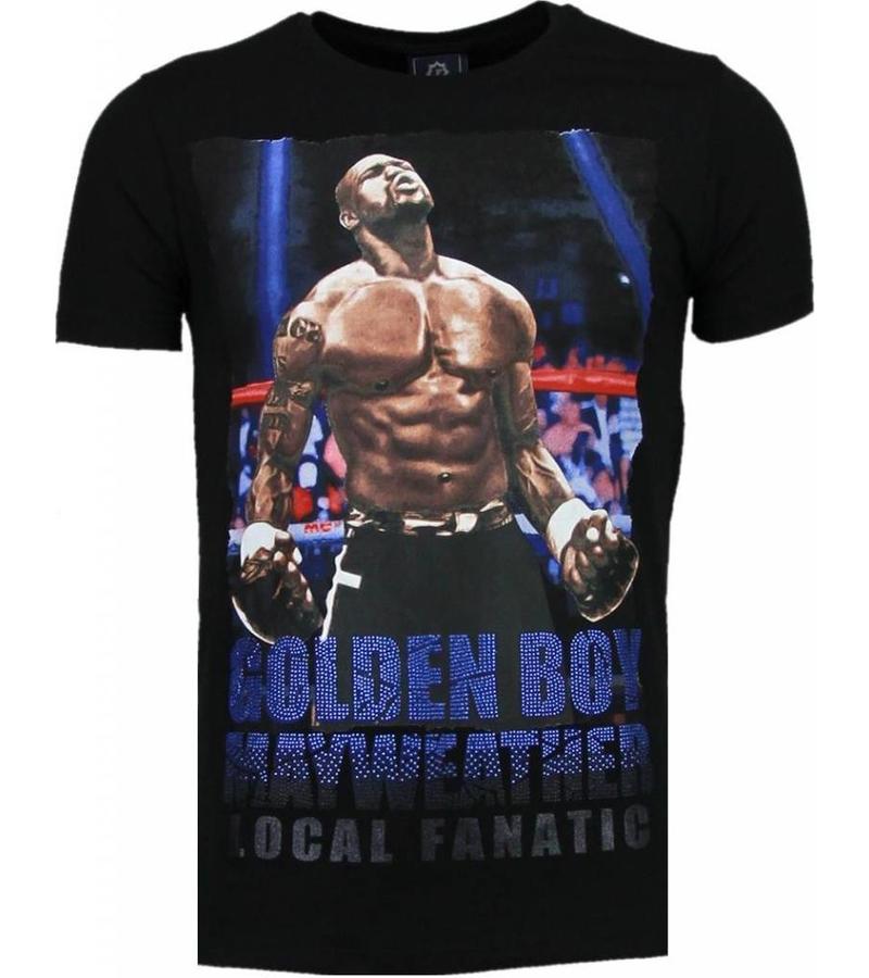 Local Fanatic Camisetas - Golden Boy Mayweather Rhinestone Camisetas Personalizadas - Negro