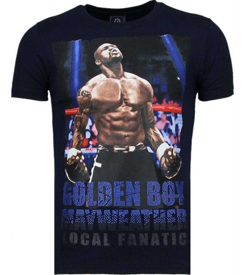Local Fanatic Camisetas - Golden Boy Mayweather Rhinestone Camisetas Personalizadas - Azul
