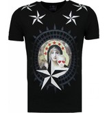 Local Fanatic Camisetas - Holy Mary Rhinestone Camisetas Personalizadas - Negro