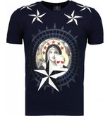 Local Fanatic Camisetas - Holy Mary Rhinestone Camisetas Personalizadas - Azul