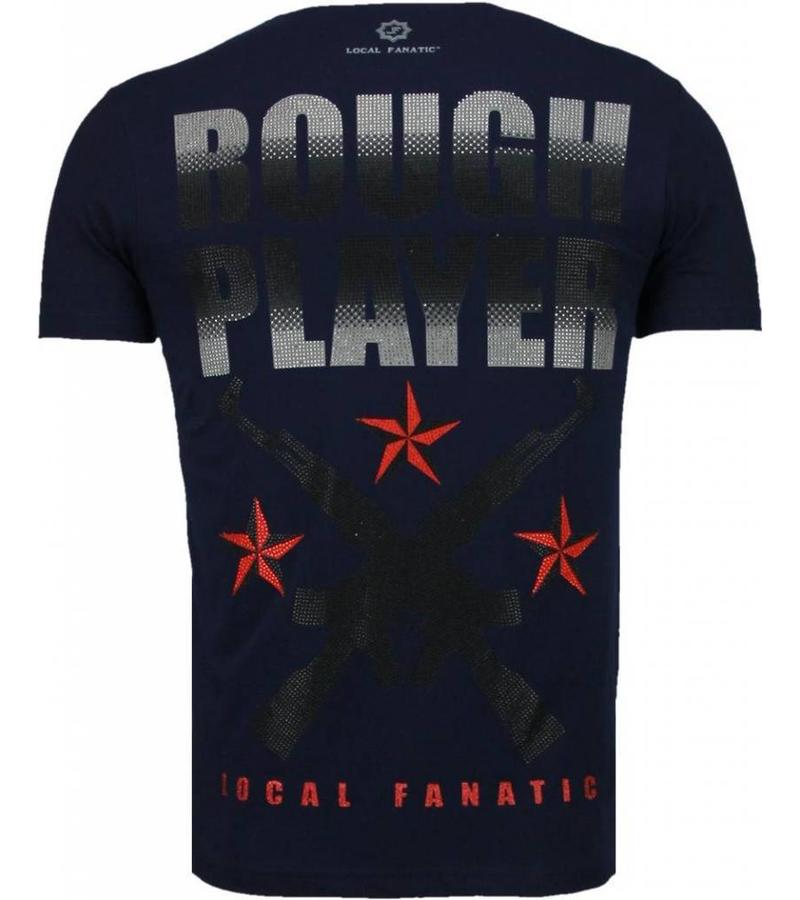 Local Fanatic Camisetas - Rough Player Skull Rhinestone Camisetas Personalizadas - Azul