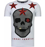 Local Fanatic Camisetas - Rough Player Skull Rhinestone Camisetas Personalizadas - Blanco