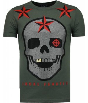 Local Fanatic Camisetas - Rough Player Skull Rhinestone Camisetas Personalizadas - Verde