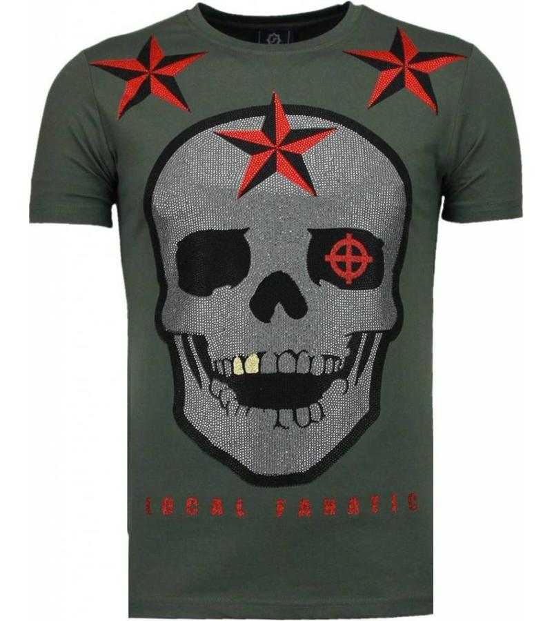 Local Fanatic Camisetas - Rough Player Skull Rhinestone Camisetas Personalizadas - Verde