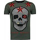 Camisetas - Rough Player Skull Rhinestone Camisetas Personalizadas - Verde